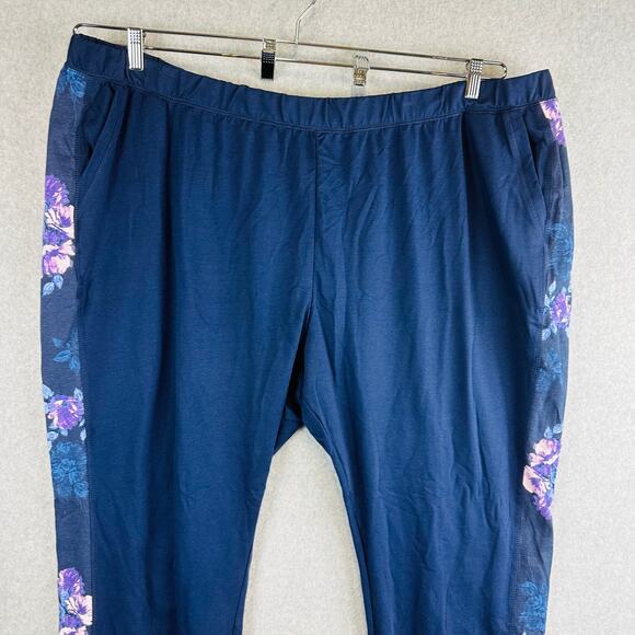 New Catherines Womans 5X Plus 34/36W Pull on Pants Blue Floral Active NWT - Picture 2 of 8